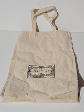 Gucci Cream Reusable Canvas Shopping Tote 10" x 14" x 5.5"
